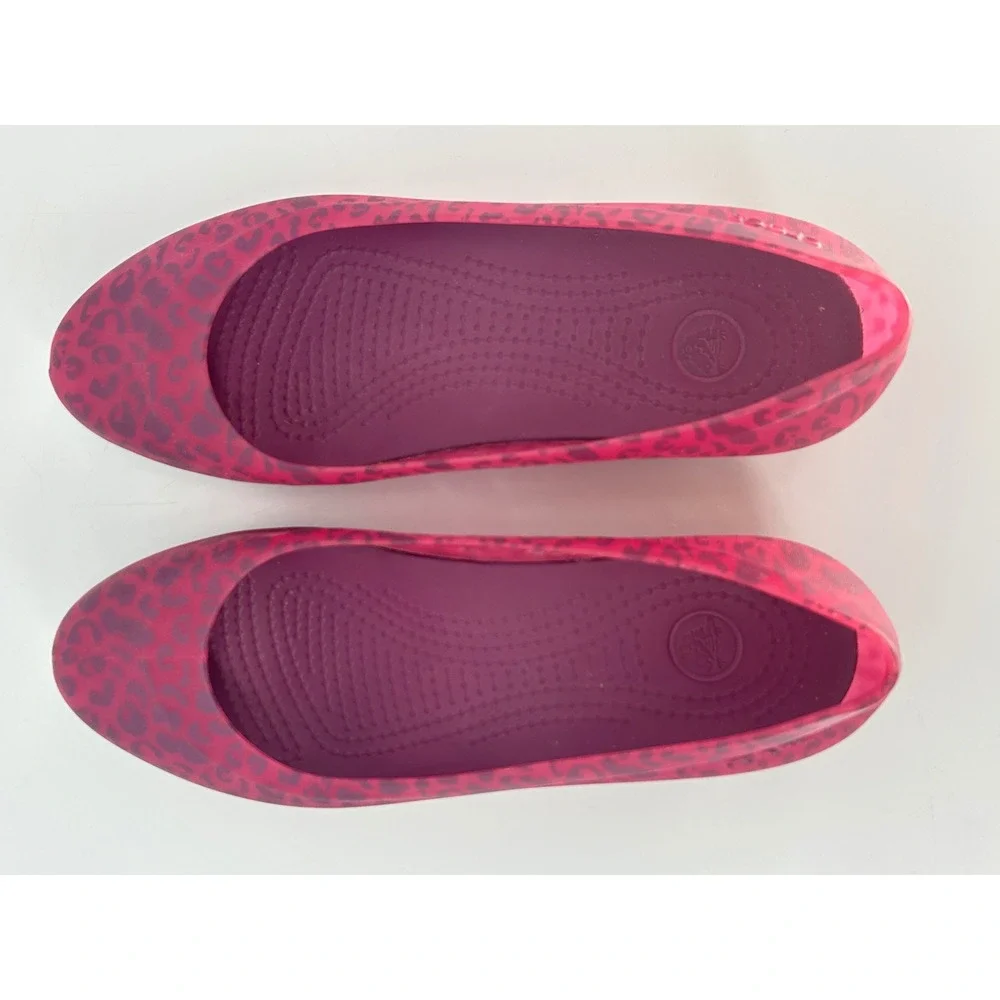 Crocs Carlisa Animal Graphic Miniwedge Pink Women's Size 7
